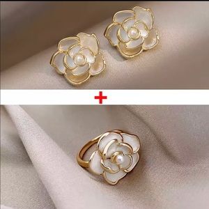 Flower Shaped Earrings,Woman's Luxury Jewelry,Exquisite,Dangle, Gold flower ring